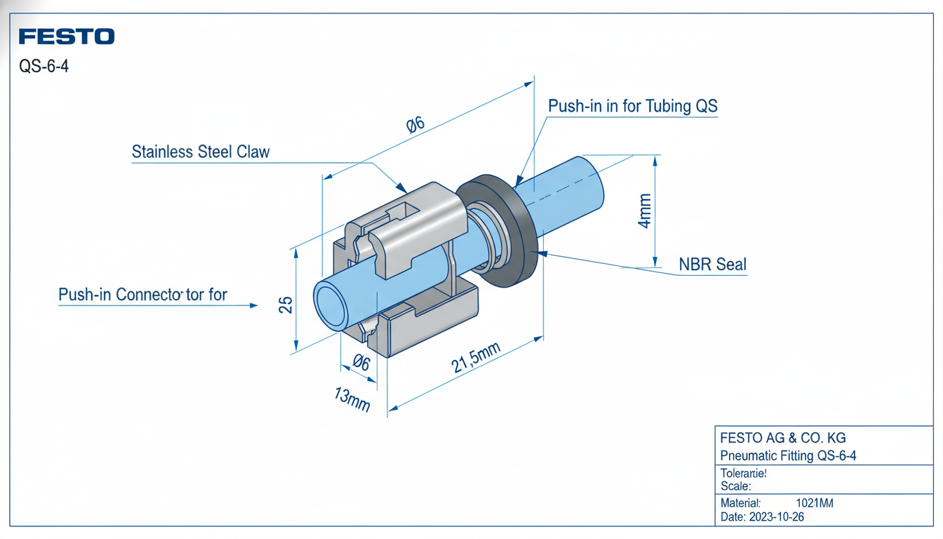 Đầu nối khí Festo QS-6-4 chính hãng giá tốt, new 100% tại Fadatech Việt Nam 5 QS 6 4 1